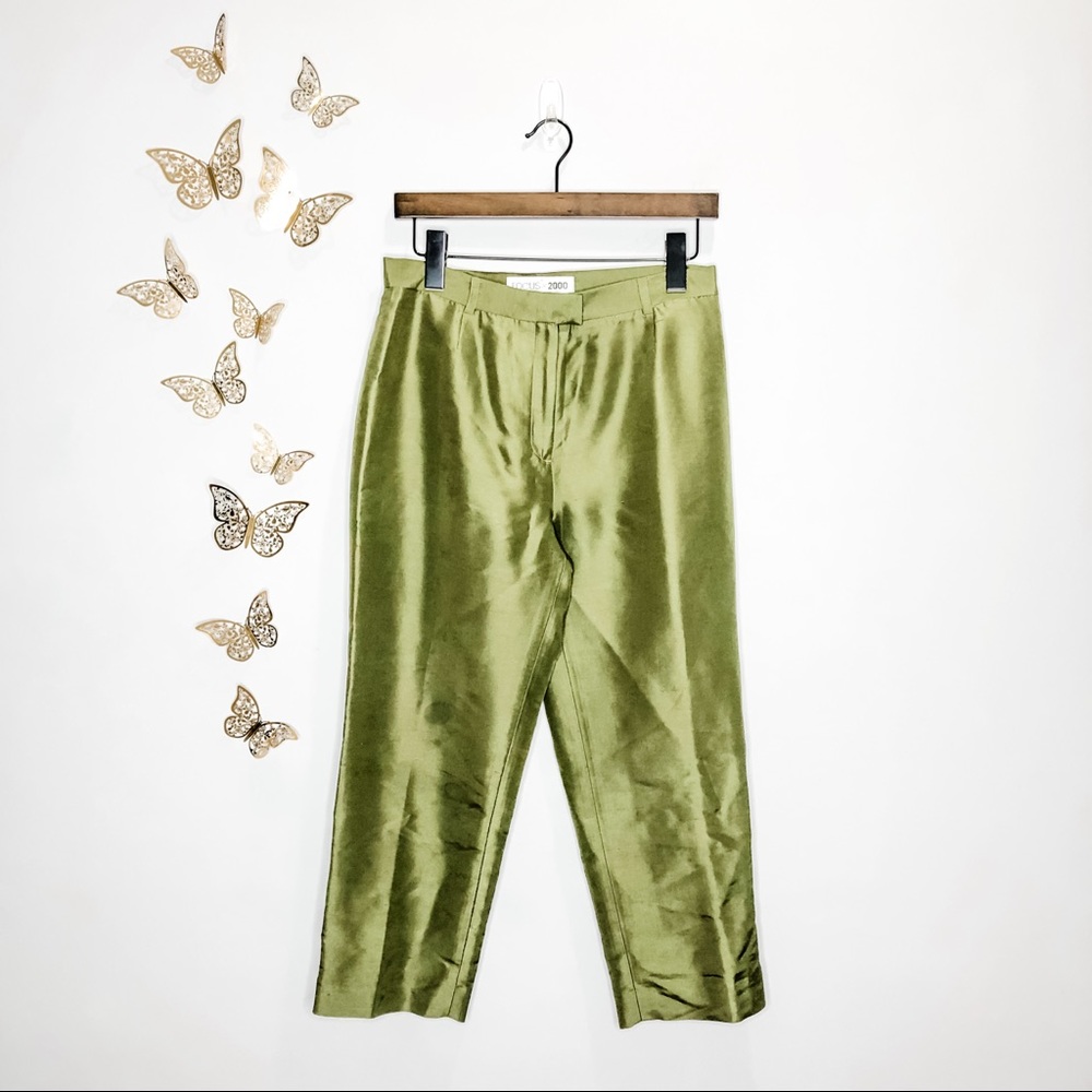 Vintage 100% Silk Green Trousers
